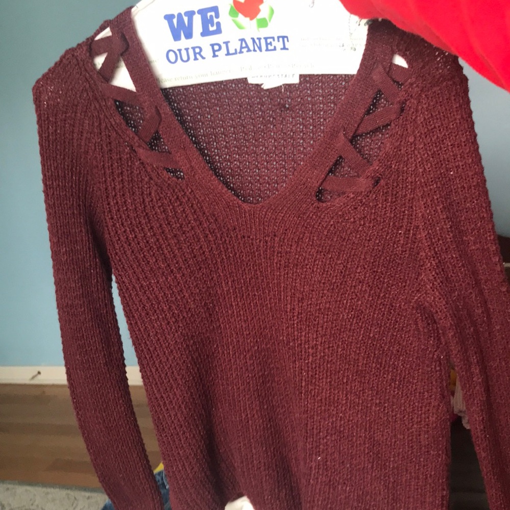 cross stitch neck sweater